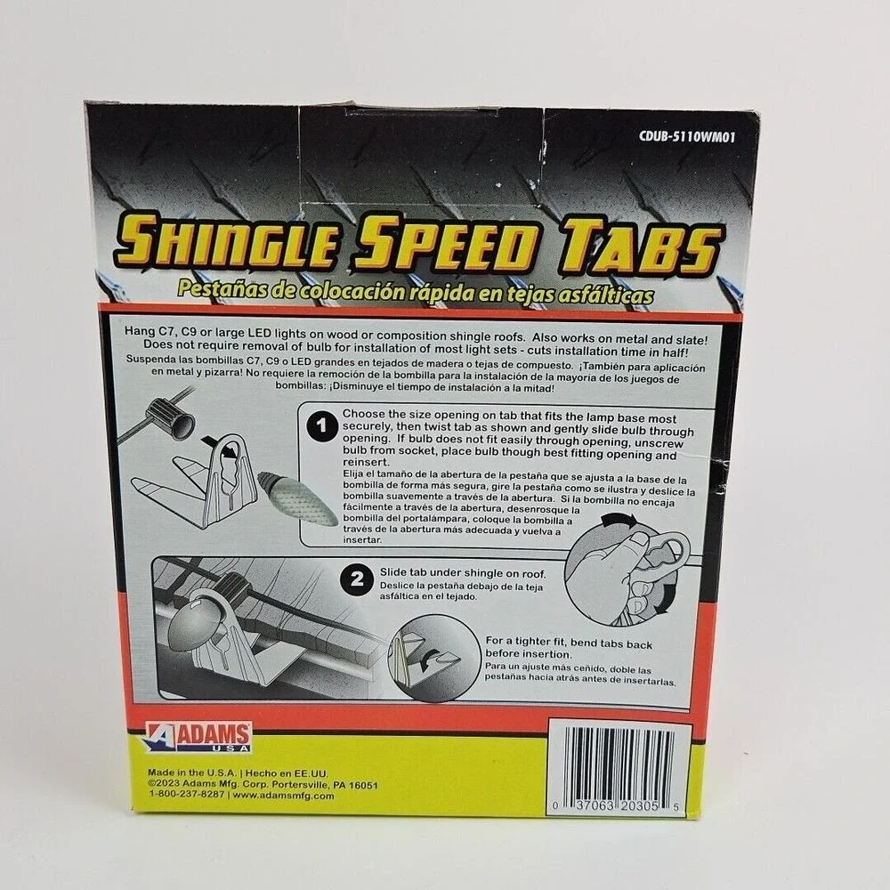 50 Shingle Speed Tabs Commercial Grade - Christmas & LED Incandescent Lights New